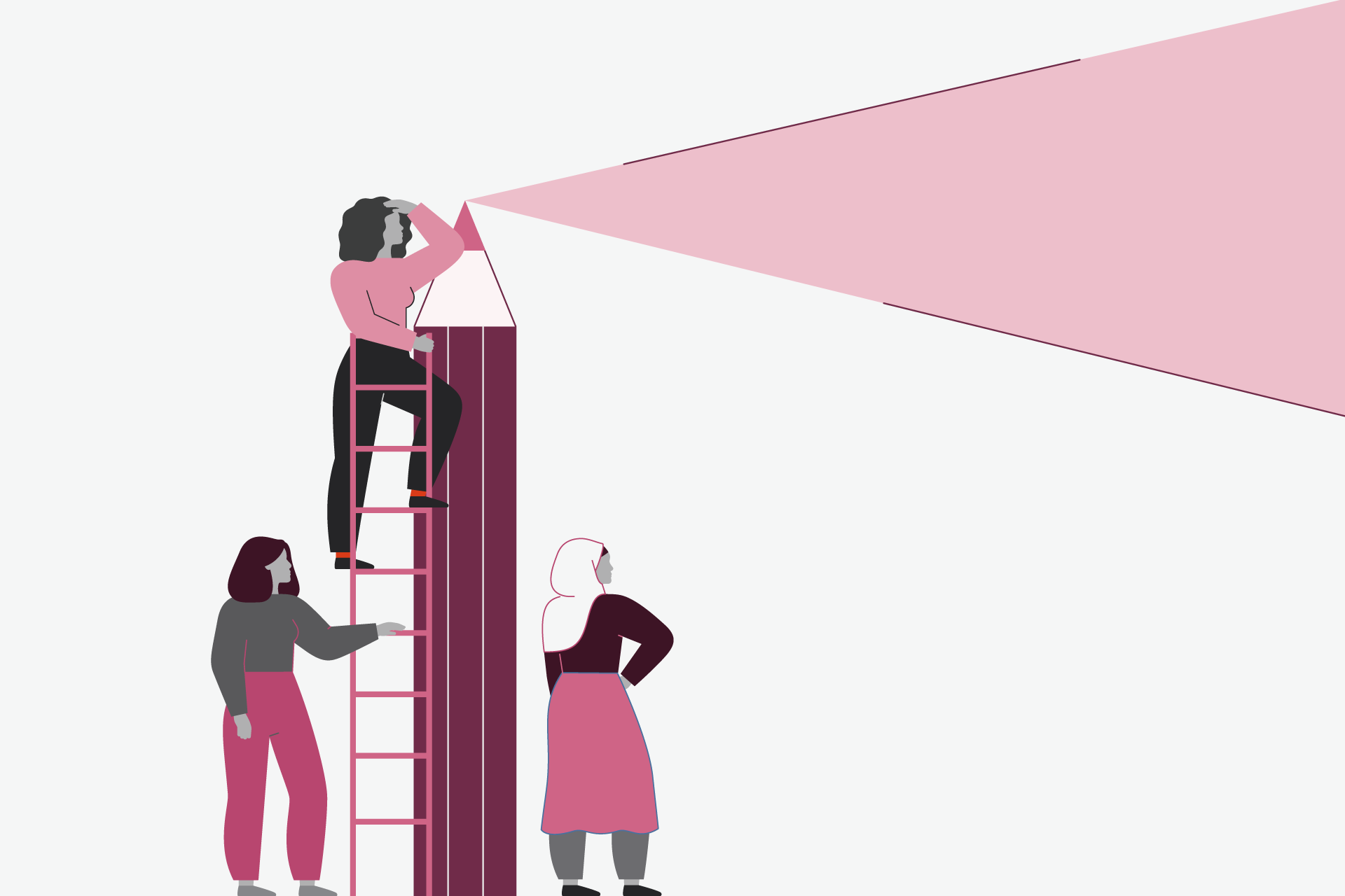 Professionals on a ladder exploring career opportunities and job prospects