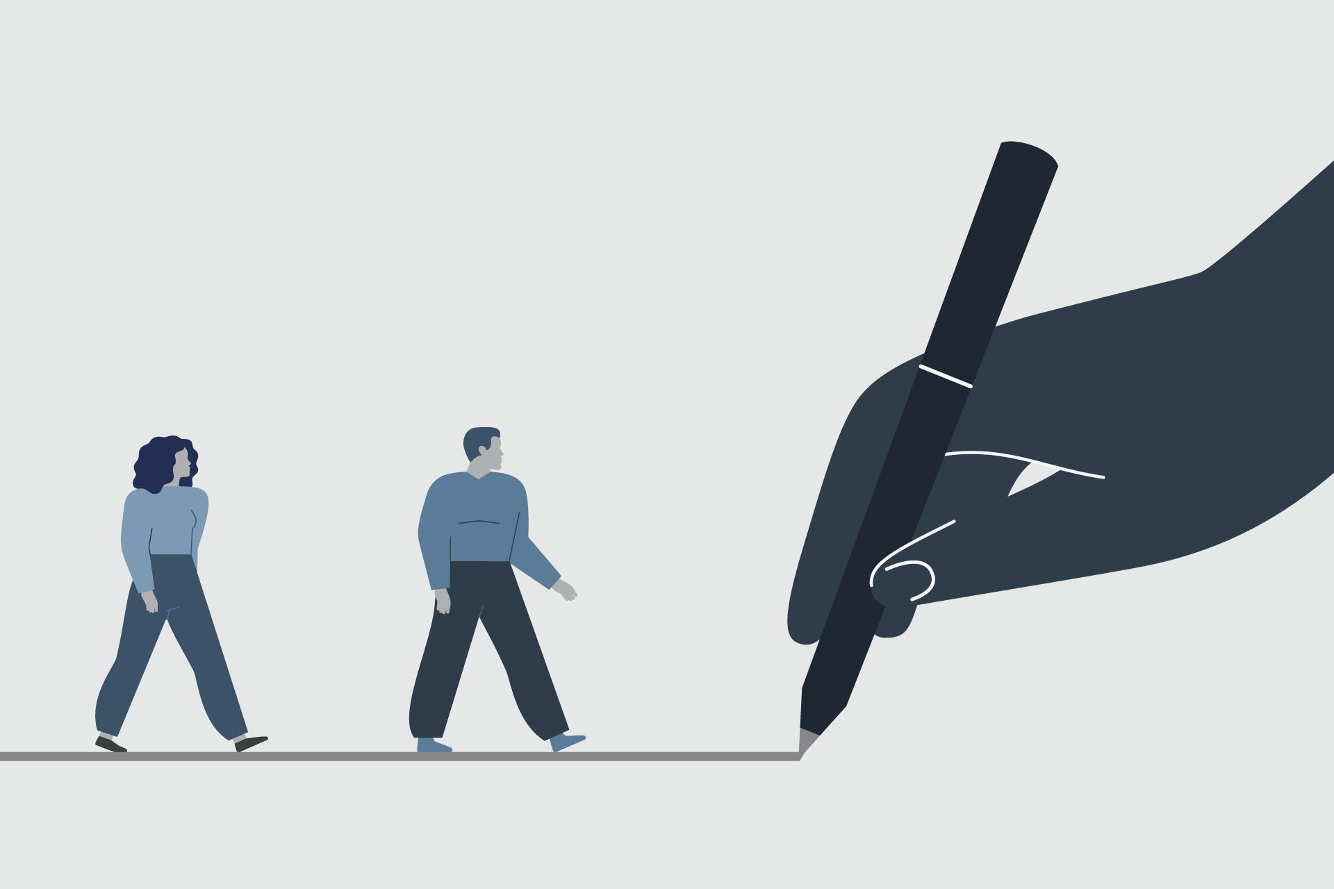 Large hand in the foreground draws a connecting line symbolising strategy, collaboration, and career pathways.