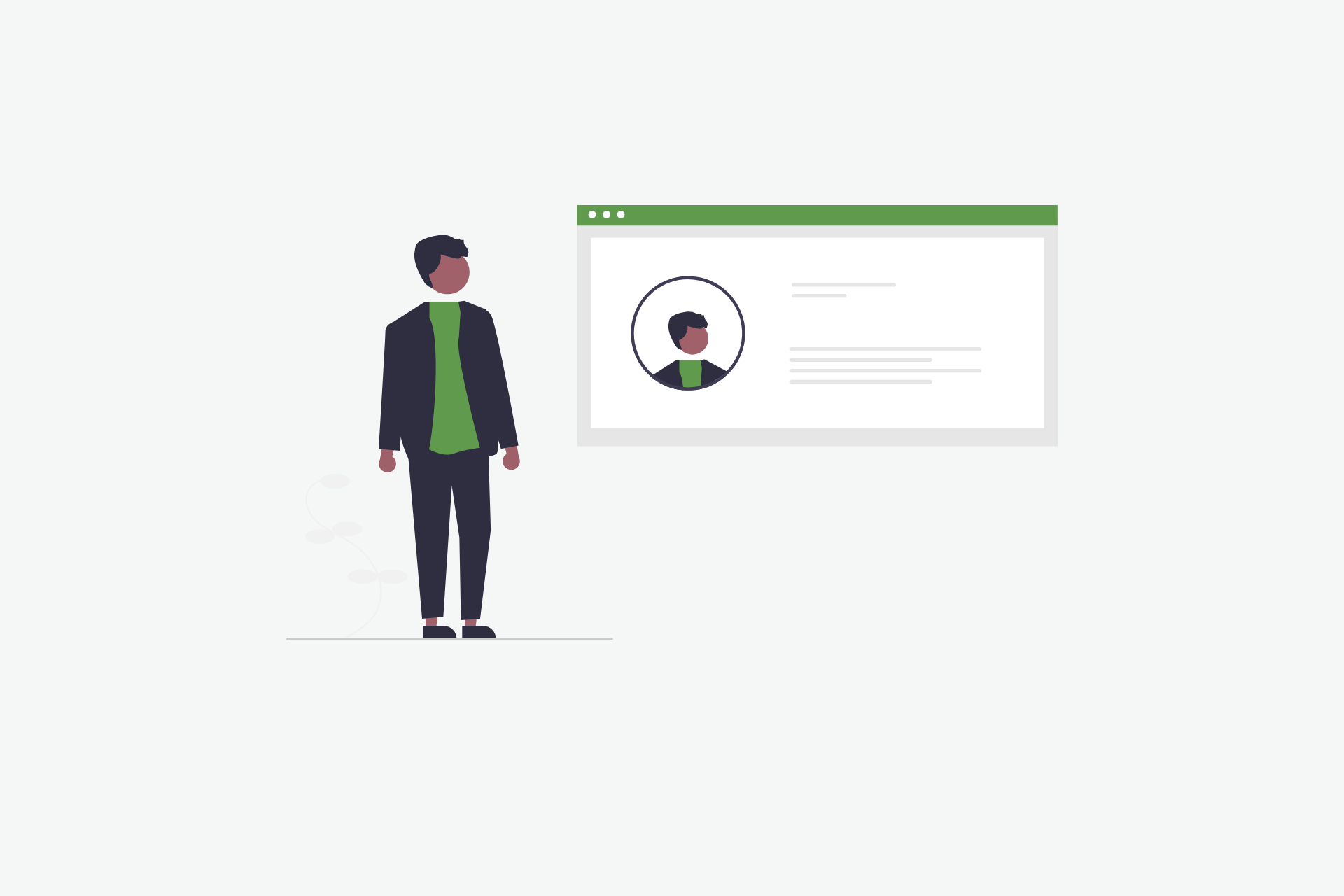 Graduate standing looking at online profile