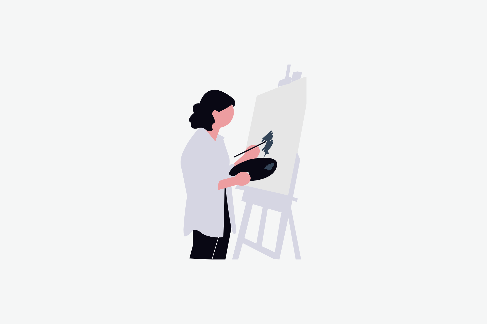 An illustration of a woman painting on a canvas